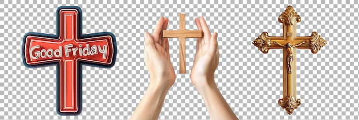 PSD pack png capturing the solemn set against transparent background reflective nature of good friday perfect for commemorative designs