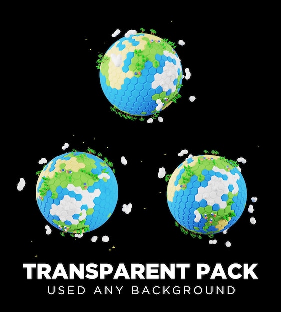 pack set object 3d rendering hi res with transparent background