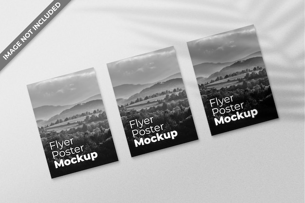 Pack of three posters mockup with shadow