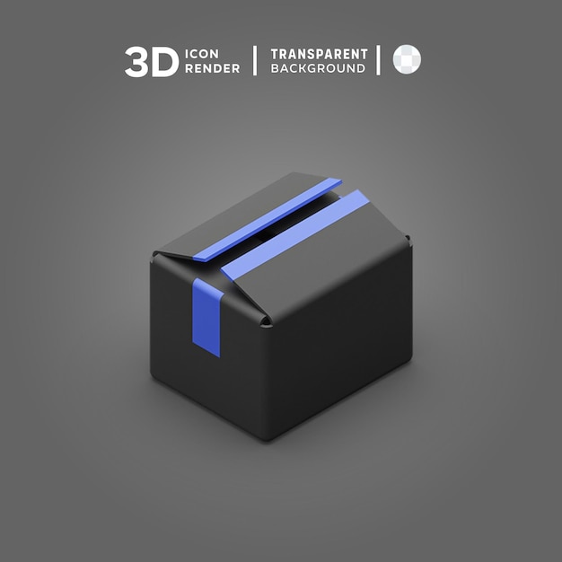 PSD package box 3d illustration rendering 3d icon colored isolated