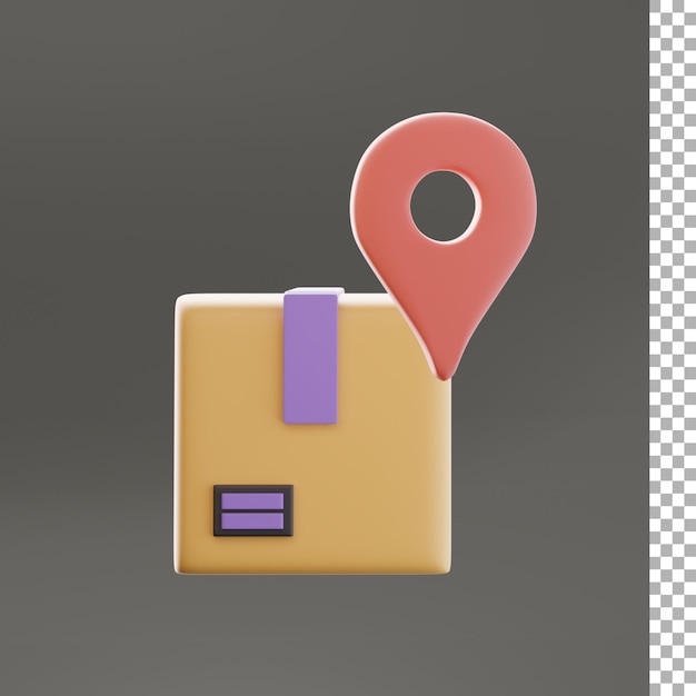 Package Box and Maps Location 3d Icon