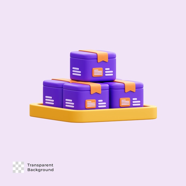 Package Box With Pallet 3D Icon