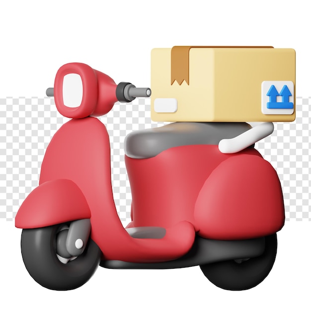package delivery with motorcycle 3d icon