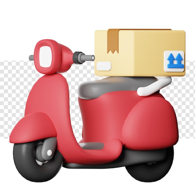 Package delivery with motorcycle 3d icon