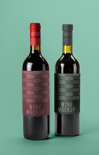 PSD mockup di progettazione del pacchetto per l'etichettatura del vino