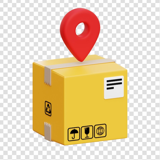 Package location 3d illustration