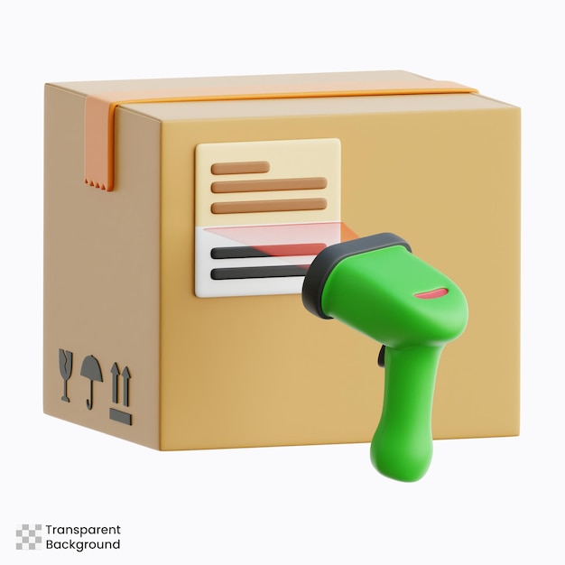 패키지 스캐너 3d 일러스트레이션