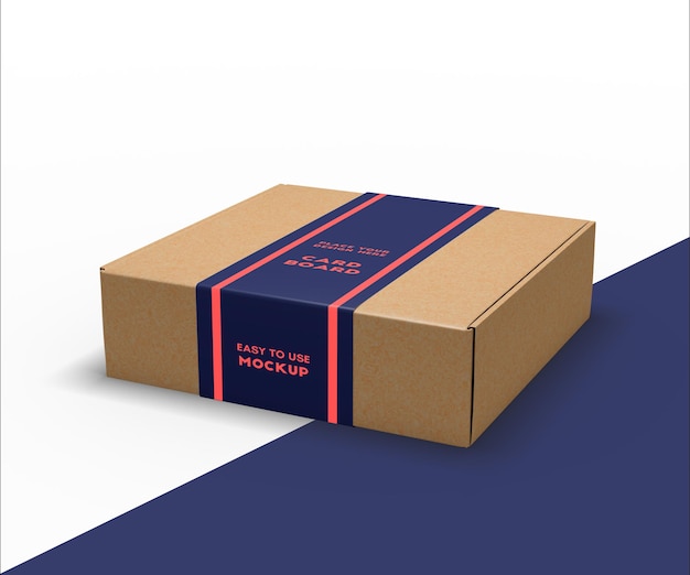 Макет упаковочной коробки с крафтовой картонной крышкой для брендинга и айдентики