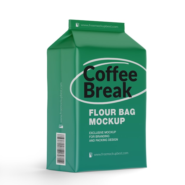 PSD packaging flour bag mockup isolated