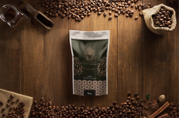 packaging mockup coffee bag PSD