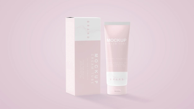 PSD packaging mockup cream tube and box cosmetic psd