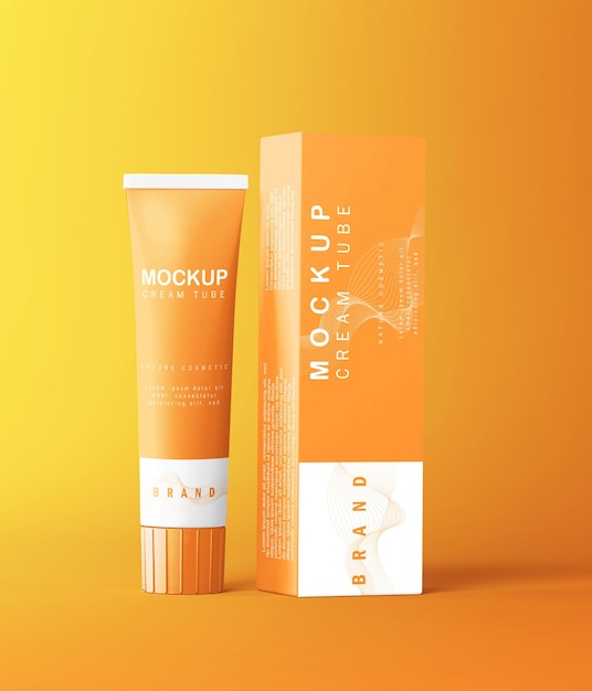 PSD packaging mockup cream tube and box psd