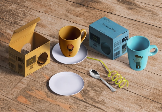 Mockup d'imballaggio per i prodotti del tè o del caffè