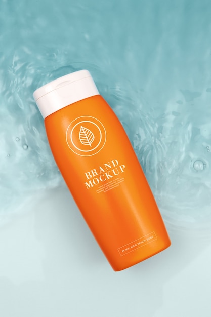 PSD packaging mockup in water