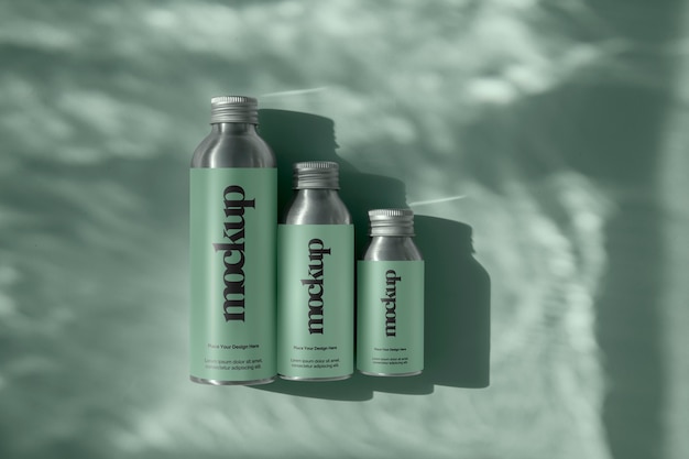 PSD packaging mockup in water