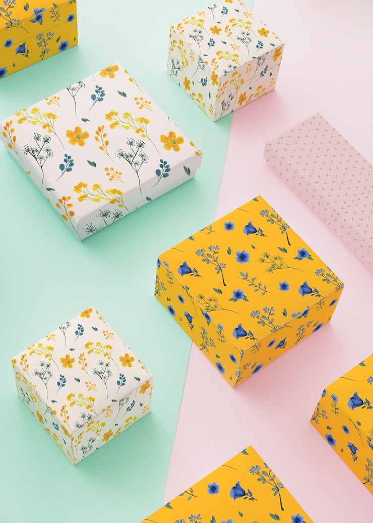 PSD packaging mockup with jewelry boxes