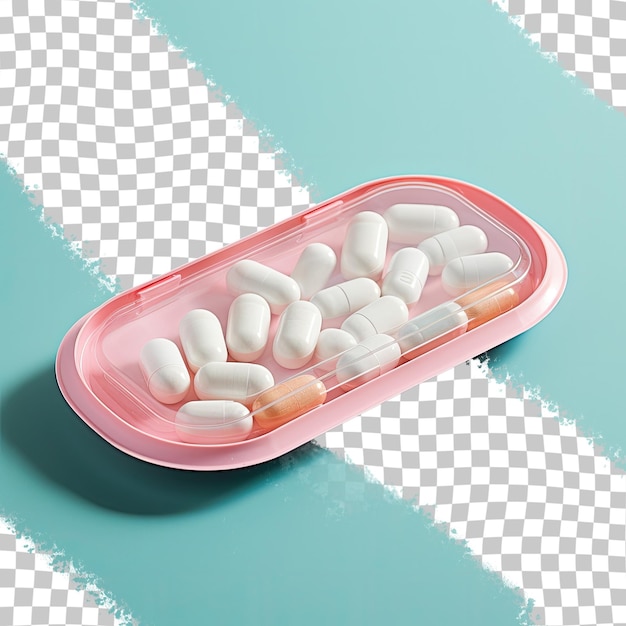 PSD packaging for prescription opioid painkillers partially used in a studio photo on a transparent background