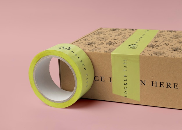 PSD packing tape mockup in real context
