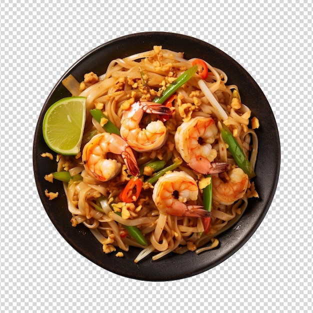 Noodles pad thai su sfondo bianco trasparente