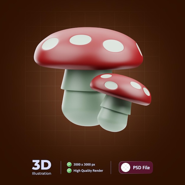 PSD paddestoel 3d illustratie