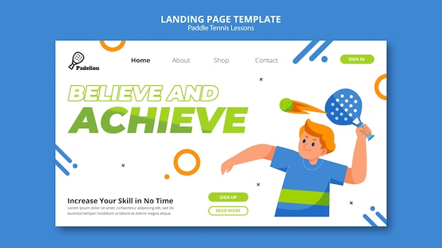 Paddle tennis lessons landing page template