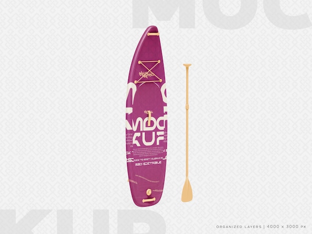 Paddleboard с палкой Psd редактируемый макет шаблон угол 1