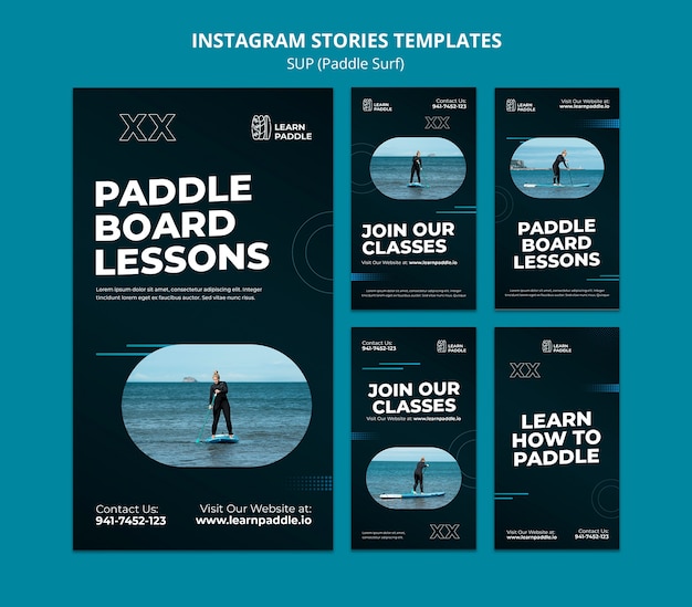 Paddleboarding classes instagram stories collection