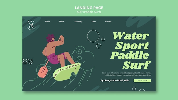 PSD paddleboarding classes landing page template