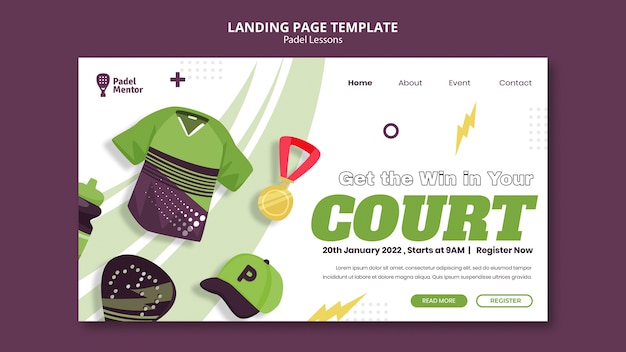 PSD padel lessons landing page