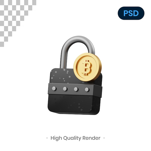 PSD padlock 3d icon premium psd