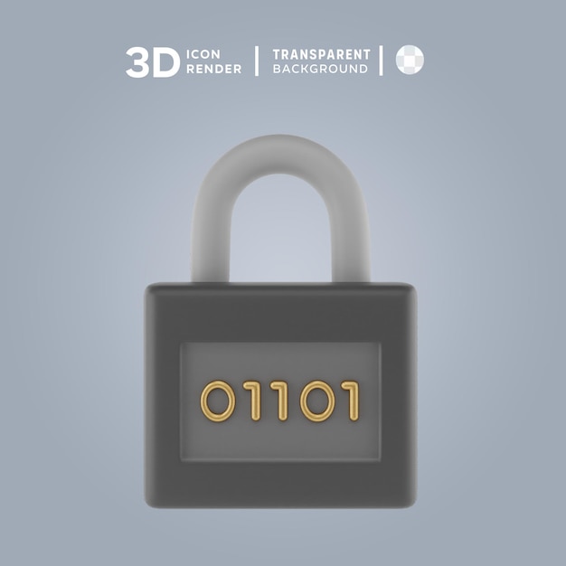 PSD padlock 3d illustration rendering 3d icon colored isolated