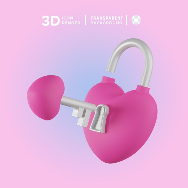 PSD padlock 3d illustration rendering