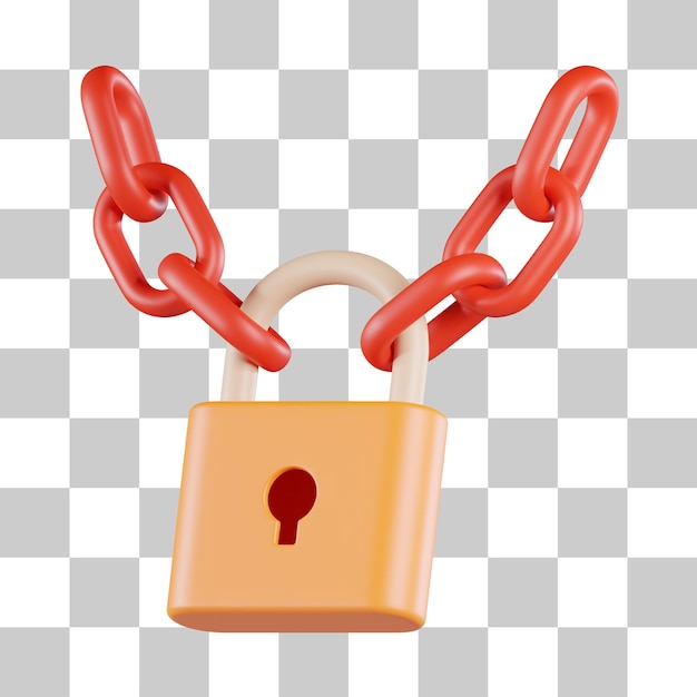Padlock chain 3d icon