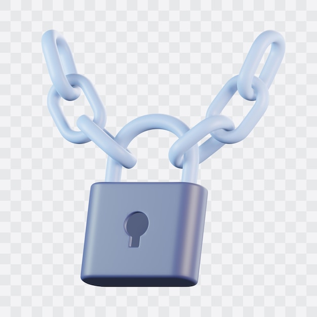 PSD padlock chain 3d icon