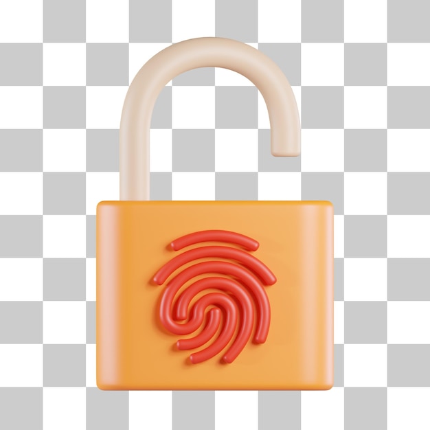 Padlock fingerprint 3d icon