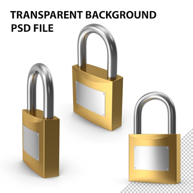 PSD padlock gold png