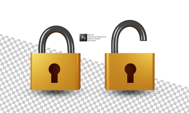 PSD padlock illustration 3d design