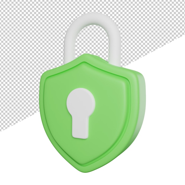 Padlock key security side view 3d rendering icon illustration on transparent background