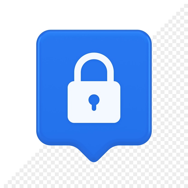 padlock locking web access button password security protection safe encryption 3d speech bubble icon