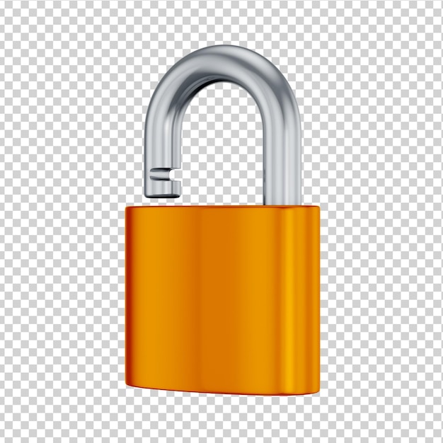 Padlock open Isolated 3d  on transparent Background