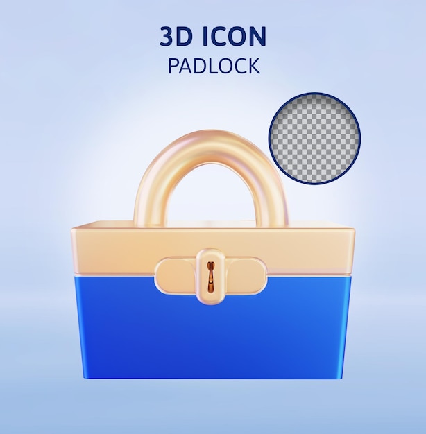 Padlock security 3d rendering illustration