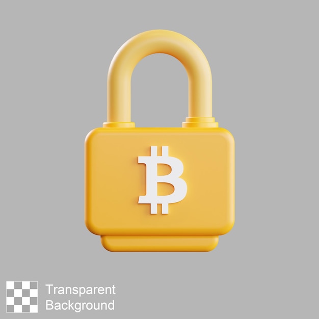 Padlock with bitcoin signcryptocurrency protection 3D Illustration