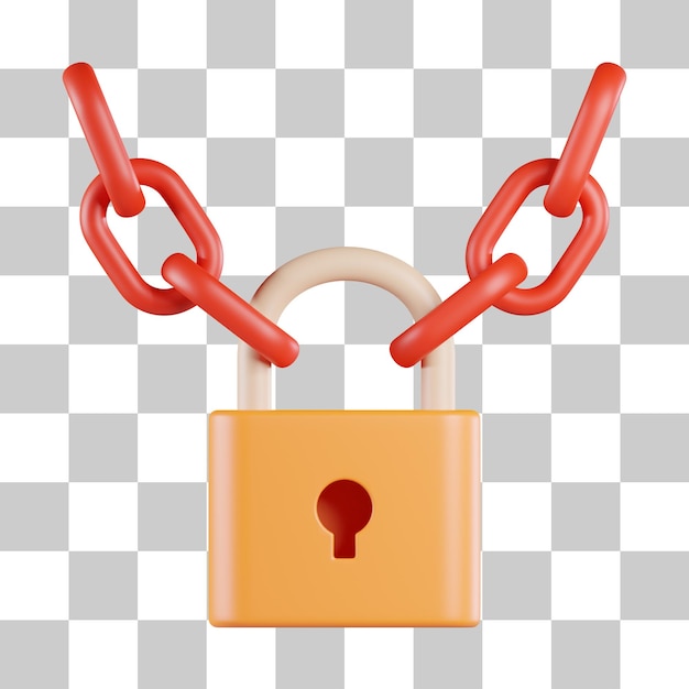 Padlock with chain 3d icon