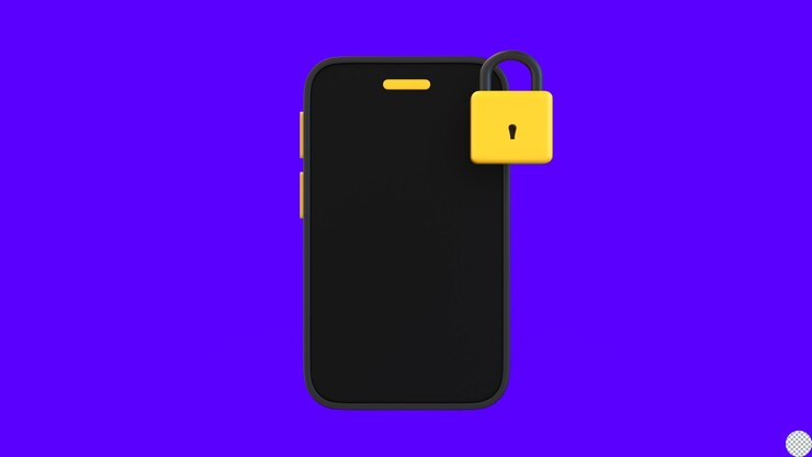 PSD padlock with smart phone for online password security 3d render isolated illustration