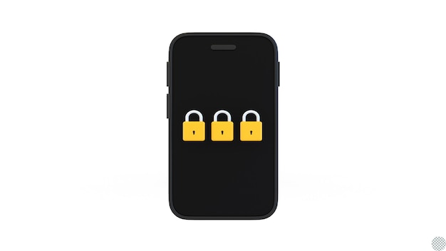 padlock with Smart Phone for online password security 3d render isolated illustration
