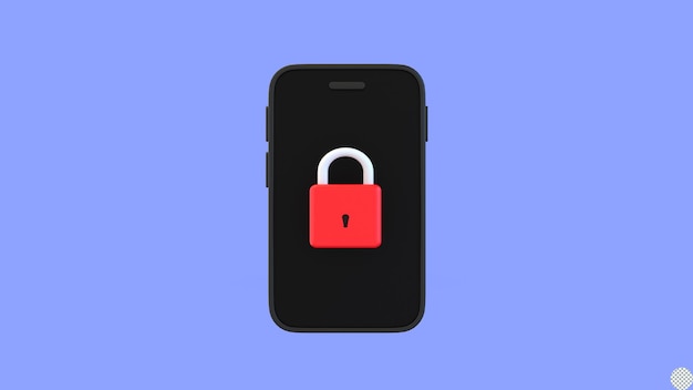padlock with Smart Phone for online password security 3d render isolated illustration
