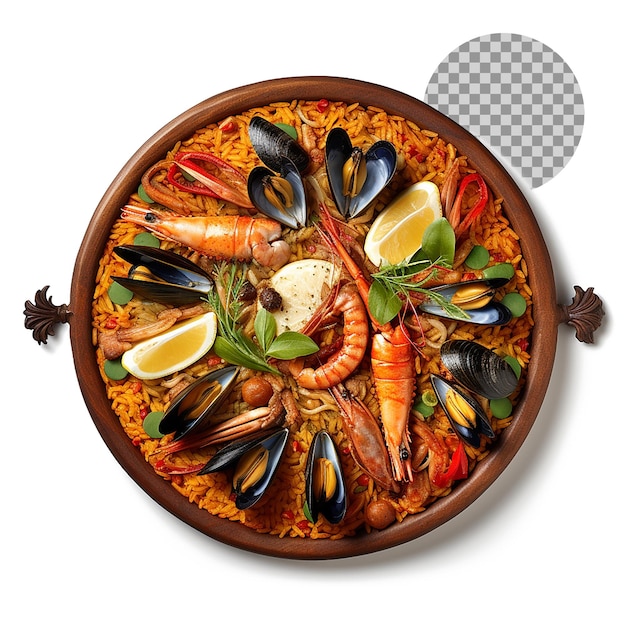 PSD paella valencian rice dish with ancient roots on transparent background