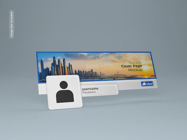 PSD page cover and profile picture interface 3d mockup