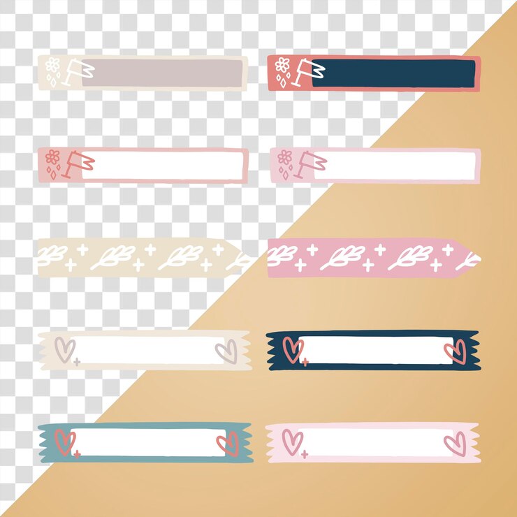 PSD page marker png journal collage element transparent background set