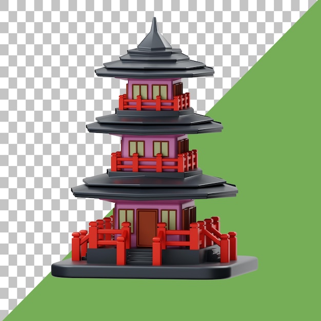 PSD illustrazione 3d della pagoda